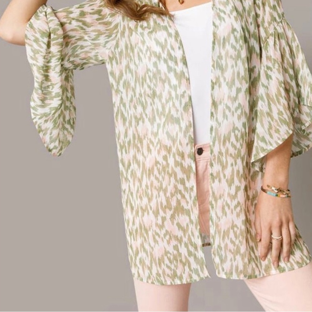 Pink and Green Kimono L/XL NWOT